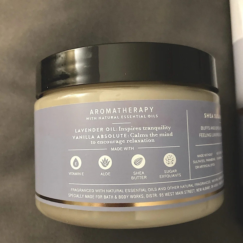 New BBW Aromatherapy Sleep lavender vanilla scrub & lotion set